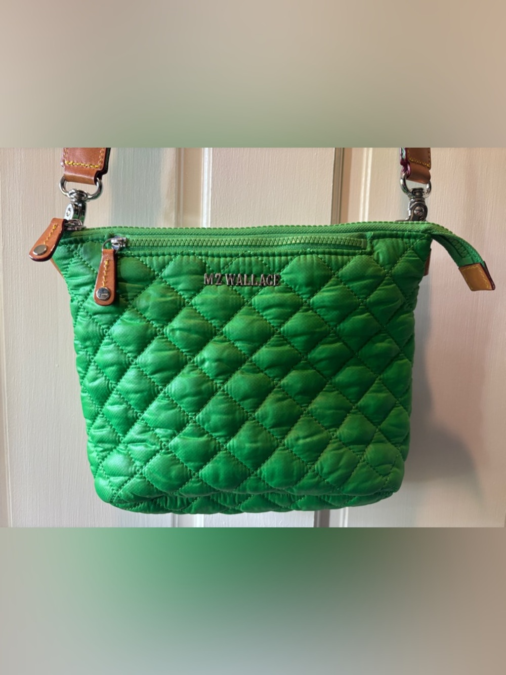 MZ WALLACE Quilted Metro Scout Crossbody bag in Grass Emerald NEW